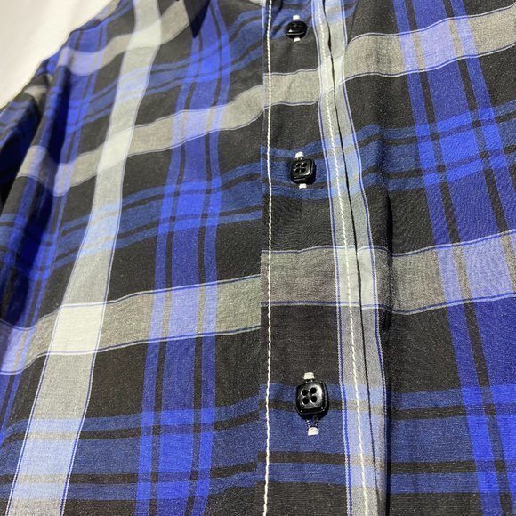 Strauss Long Sleeved‎ Button Shirt Blue Plaid Large LIKE NEW - Picture 4 of 8